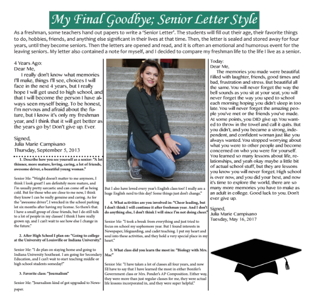 My Final Goodbye; Senior Letter Style by//Julia Campisano