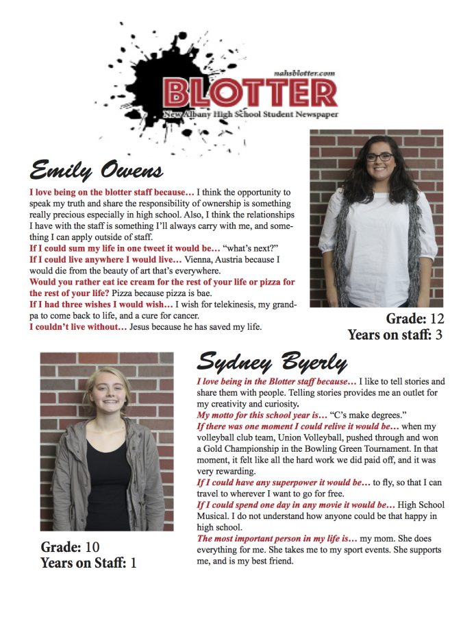 Introducing the Blotter Staff by// Emily Owens & Sydney Byerly