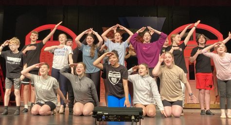 The cast rehearses after school the last week of February. The show will be the first two weekends of March.